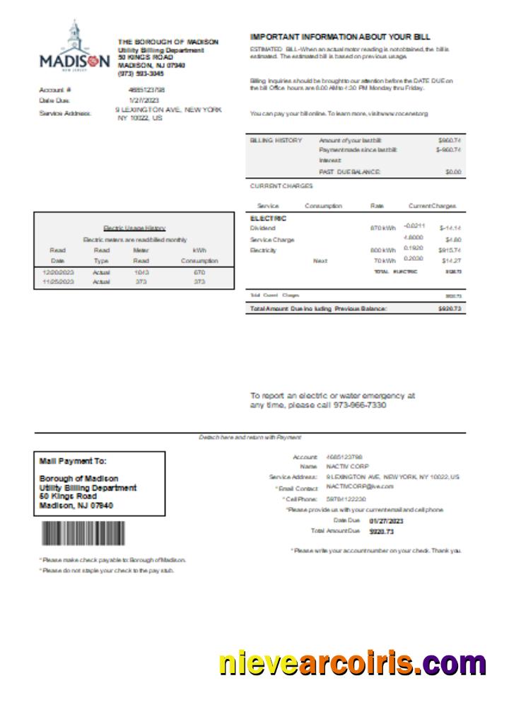 Madison Electric Department utility business bill